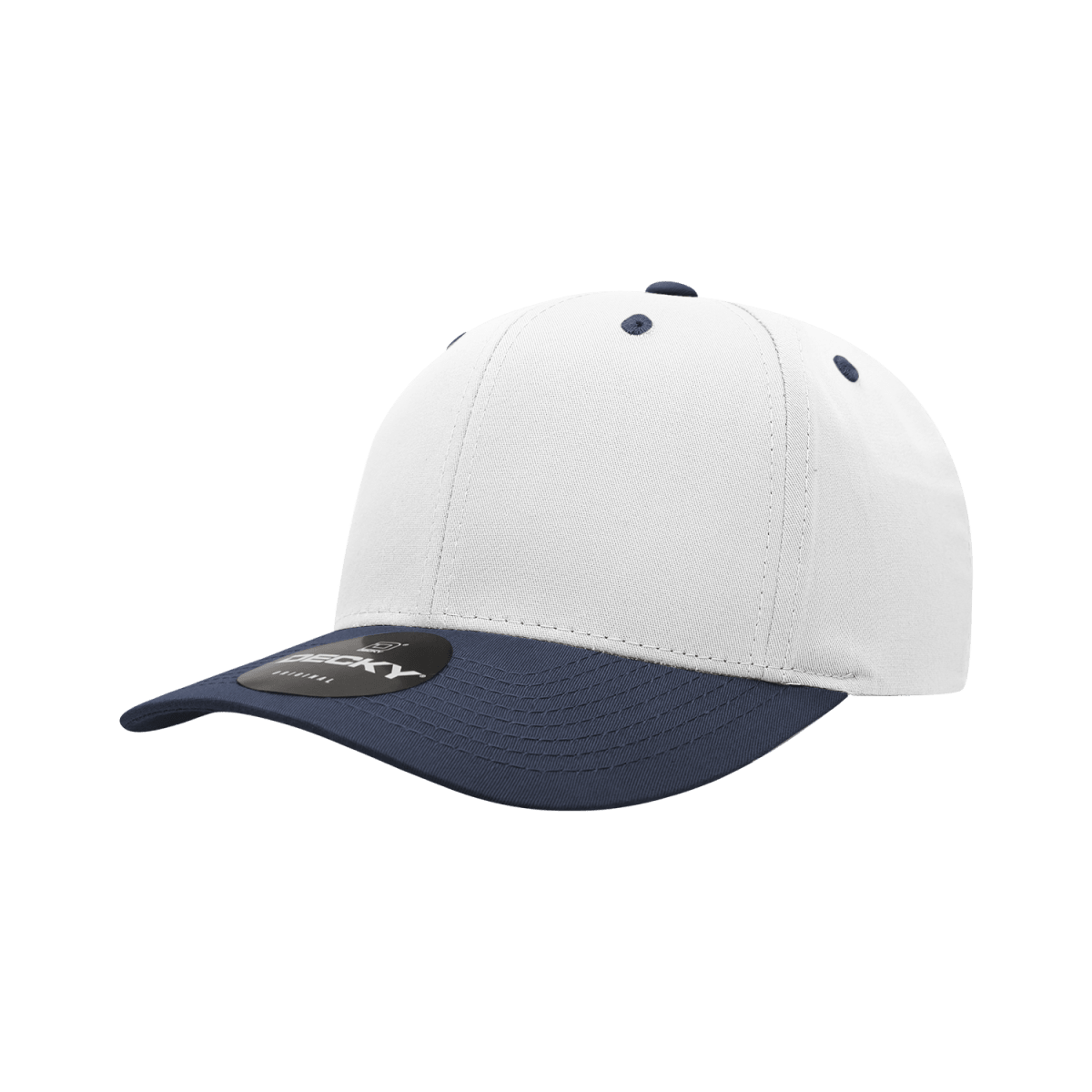 Decky 6 Panel Mid Profile Structured Cotton Blend Cap | Decky 6022 Wht/Nvy Standard