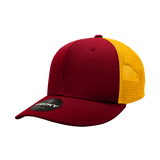 Decky 6 Panel Mid Profile Structured Cotton Trucker | Decky 4006 Cardinal/Gold OSFM