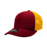 Decky 6 Panel Mid Profile Structured Cotton Trucker | Decky 4006 Cardinal/Gold OSFM