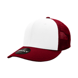 Decky 6 Panel Mid Profile Structured Cotton Trucker | Decky 4006 Cardinal/White/Cardinal OSFM