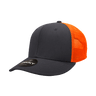 Decky 6 Panel Mid Profile Structured Cotton Trucker | Decky 4006 Charcoal/Neon Orange OSFM