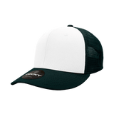 Decky 6 Panel Mid Profile Structured Cotton Trucker | Decky 4006 Forest/White/Forest OSFM