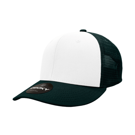 Decky 6 Panel Mid Profile Structured Cotton Trucker | Decky 4006 Forest/White/Forest OSFM