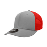 Decky 6 Panel Mid Profile Structured Cotton Trucker | Decky 4006 Grey /Red OSFM