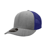 Decky 6 Panel Mid Profile Structured Cotton Trucker | Decky 4006 Heather Grey / Navy OSFM