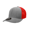Decky 6 Panel Mid Profile Structured Cotton Trucker | Decky 4006 Heather Grey/Red OSFM