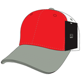 Decky 6 Panel Mid Profile Structured Cotton Trucker | Decky 4006 Heather Grey/Red/White OSFM