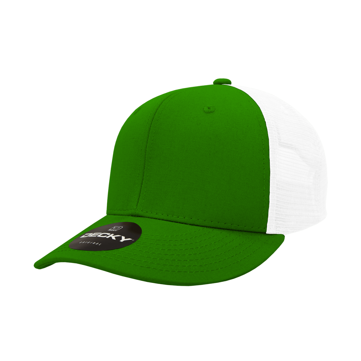 Decky 6 Panel Mid Profile Structured Cotton Trucker | Decky 4006 Kelly/White OSFM