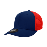 Decky 6 Panel Mid Profile Structured Cotton Trucker | Decky 4006 Navy /Red OSFM