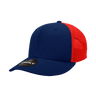 Decky 6 Panel Mid Profile Structured Cotton Trucker | Decky 4006 Navy /Red OSFM