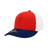 Decky 6 Panel Mid Profile Structured Cotton Trucker | Decky 4006 Navy/Red/White OSFM