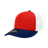 Decky 6 Panel Mid Profile Structured Cotton Trucker | Decky 4006 Navy/Red/White OSFM