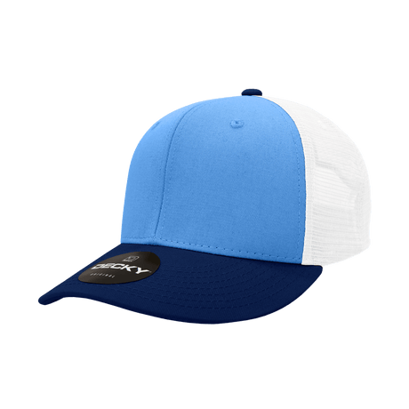 Decky 6 Panel Mid Profile Structured Cotton Trucker | Decky 4006 Navy/Sky/White OSFM