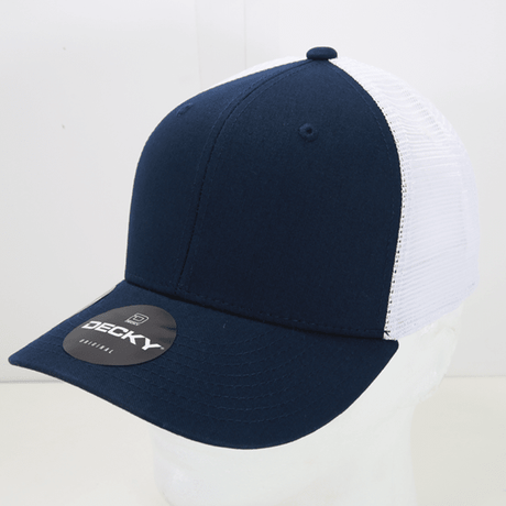 Decky 6 Panel Mid Profile Structured Cotton Trucker | Decky 4006 Navy/White OSFM