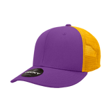 Decky 6 Panel Mid Profile Structured Cotton Trucker | Decky 4006 Purple/Gold OSFM