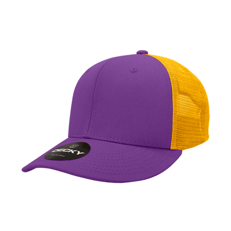 Decky 6 Panel Mid Profile Structured Cotton Trucker | Decky 4006 Purple/Gold OSFM