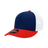 Decky 6 Panel Mid Profile Structured Cotton Trucker | Decky 4006 Red/Navy/White OSFM