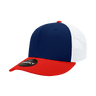 Decky 6 Panel Mid Profile Structured Cotton Trucker | Decky 4006 Red/Navy/White OSFM