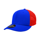 Decky 6 Panel Mid Profile Structured Cotton Trucker | Decky 4006 Royal/Red OSFM
