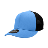 Decky 6 Panel Mid Profile Structured Cotton Trucker | Decky 4006 Sky/Black OSFM
