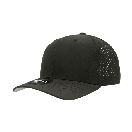 Decky 6 Panel Mid Profile Structured Perforated Performance Cap | Decky 6227 Black Black Hats