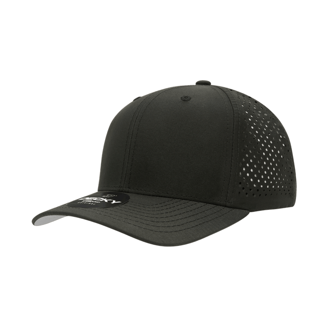 Decky 6 Panel Mid Profile Structured Perforated Performance Cap | Decky 6227 Black Black Hats