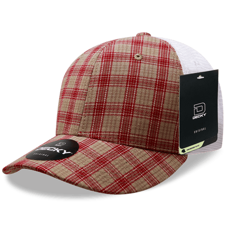 Decky 6 Panel Mid Profile Structured Plaid Trucker | Decky 6017 6017 - 101 OSFM