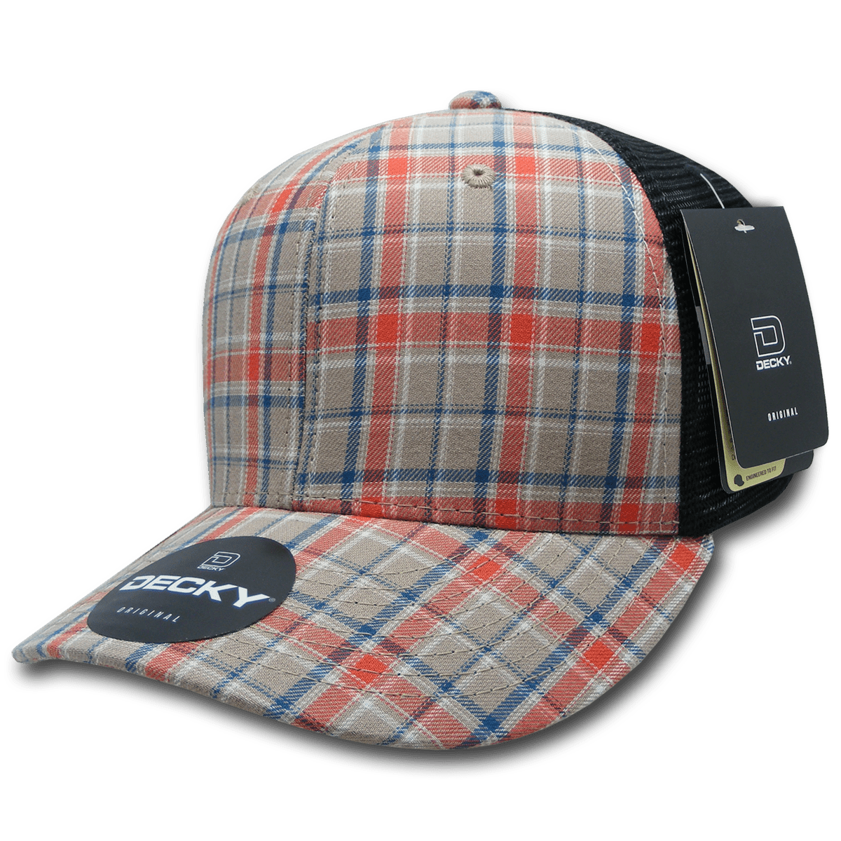Decky 6 Panel Mid Profile Structured Plaid Trucker | Decky 6018 6018 - 102 OSFM