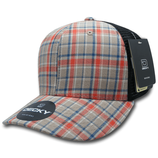 Decky 6 Panel Mid Profile Structured Plaid Trucker | Decky 6018 6018 - 102 OSFM