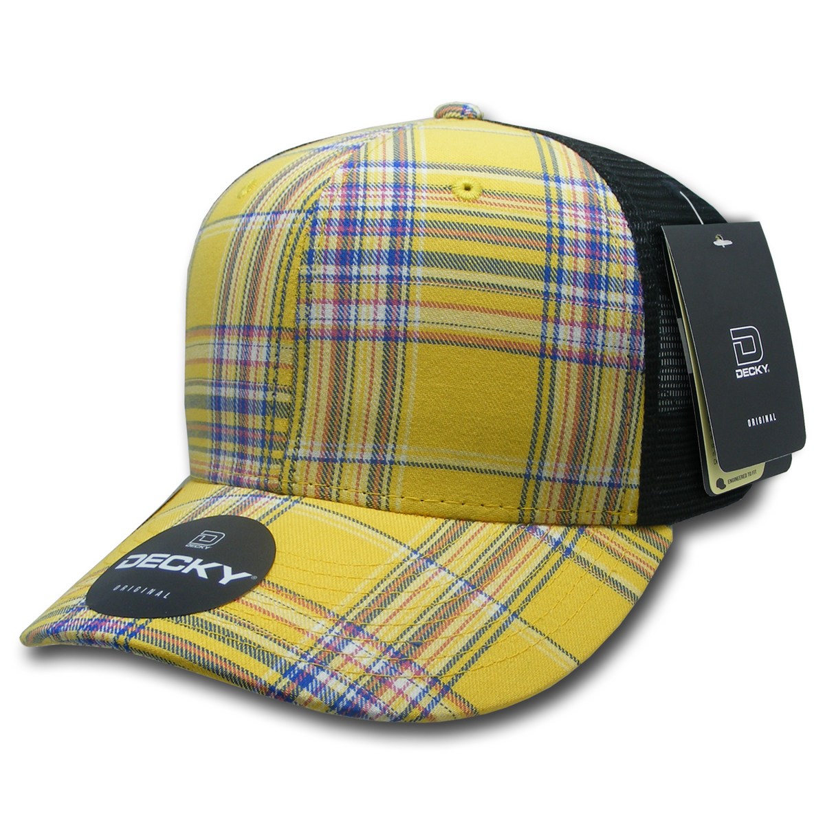 Decky 6 Panel Mid Profile Structured Plaid Trucker | Decky 6018 6018 - 103 OSFM