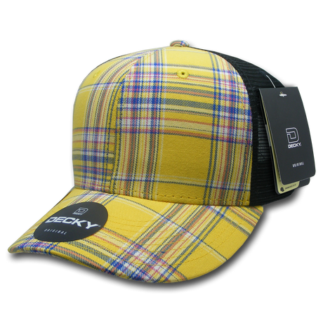 Decky 6 Panel Mid Profile Structured Plaid Trucker | Decky 6018 6018 - 103 OSFM