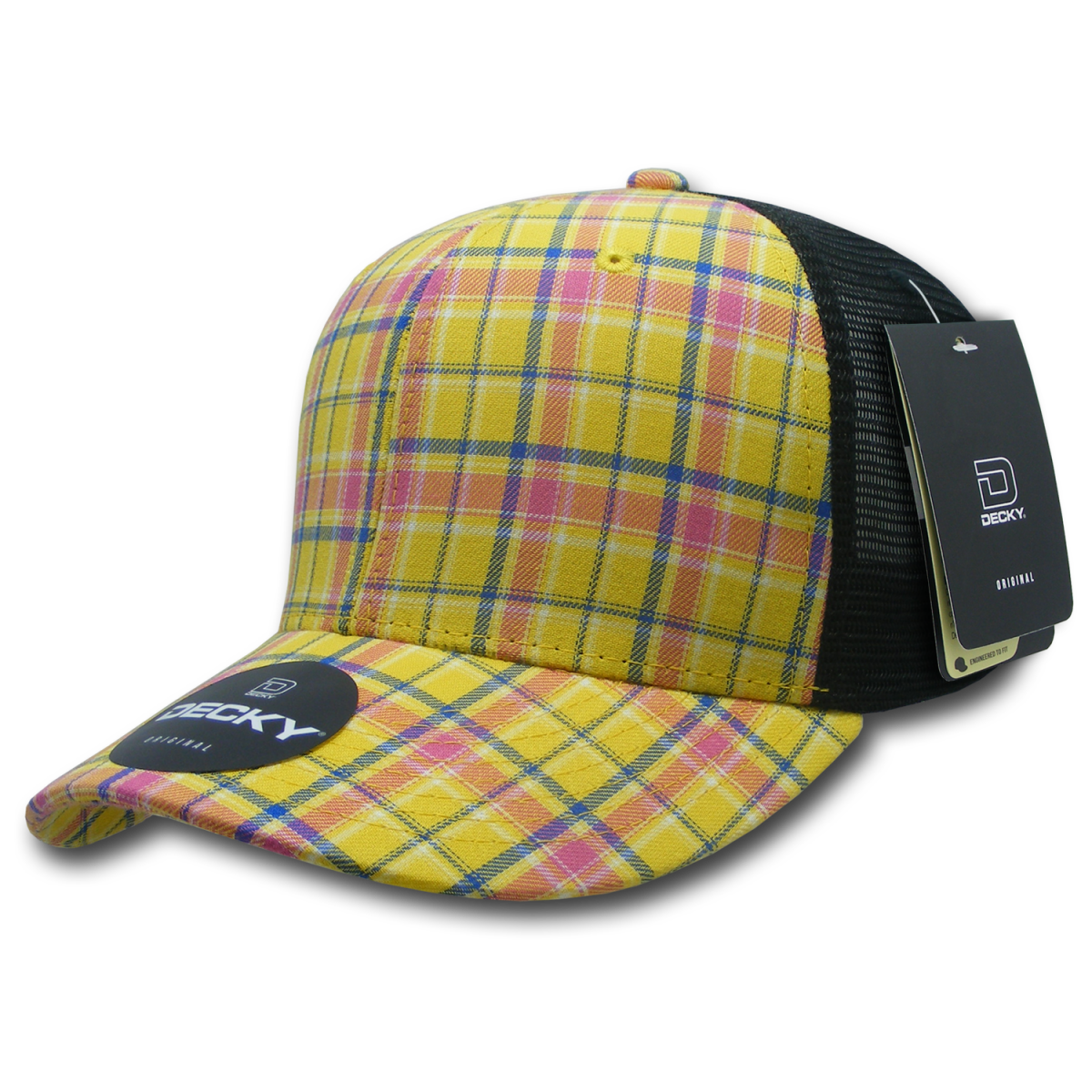 Decky 6 Panel Mid Profile Structured Plaid Trucker | Decky 6018 6018 - 105 OSFM