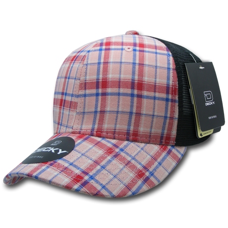 Decky 6 Panel Mid Profile Structured Plaid Trucker | Decky 6018 6018 - 106 OSFM