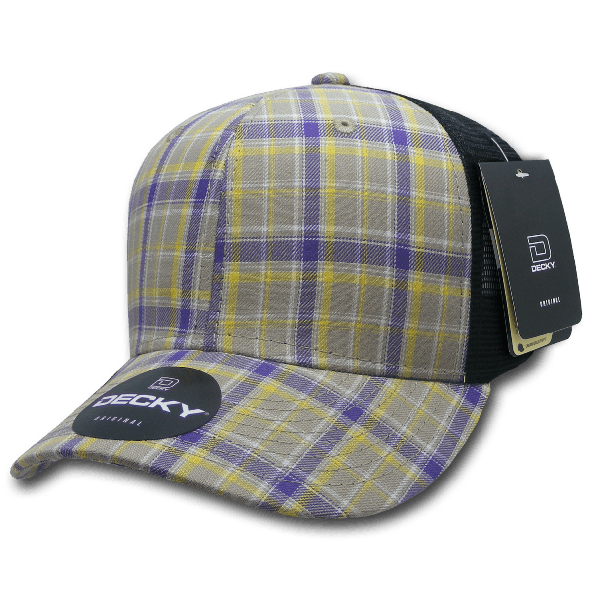 Decky 6 Panel Mid Profile Structured Plaid Trucker | Decky 6018 6018 - 111 OSFM