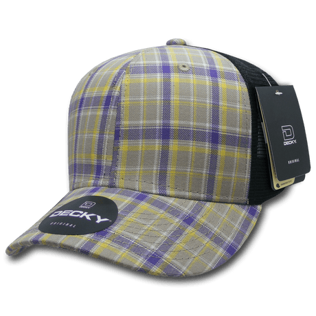 Decky 6 Panel Mid Profile Structured Plaid Trucker | Decky 6018 6018 - 111 OSFM