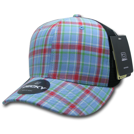 Decky 6 Panel Mid Profile Structured Plaid Trucker | Decky 6018 6018 - 113 OSFM