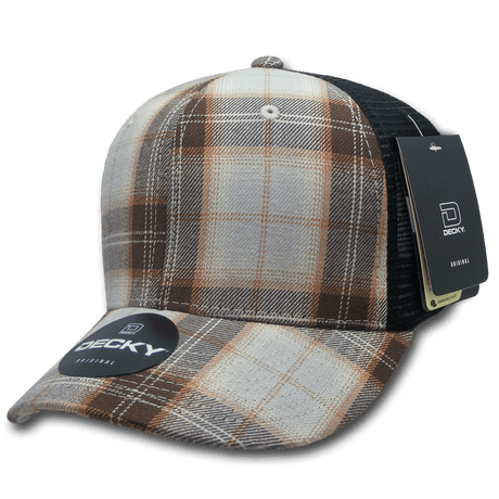Decky 6 Panel Mid Profile Structured Plaid Trucker | Decky 6018 6018 - 116 OSFM