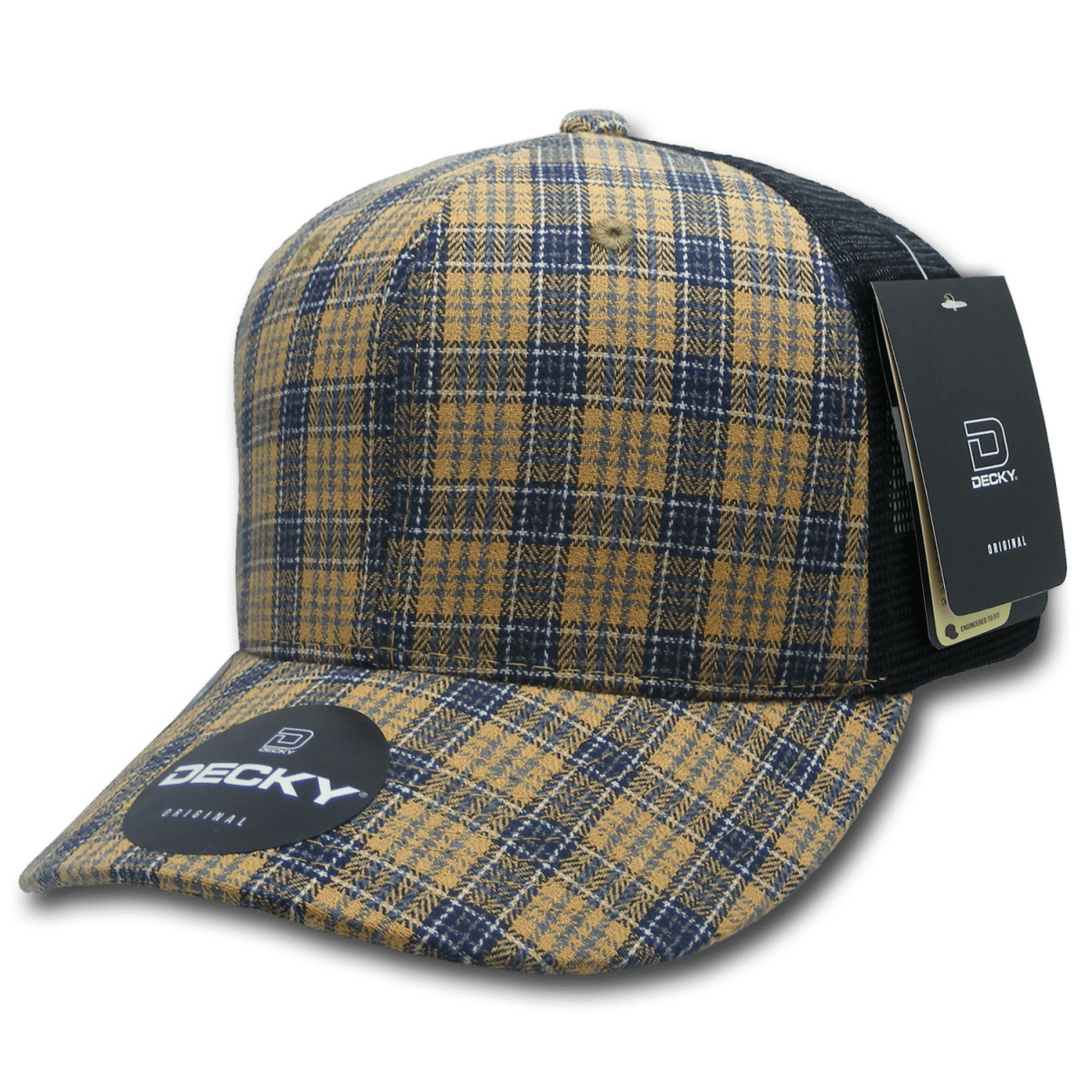Decky 6 Panel Mid Profile Structured Plaid Trucker | Decky 6018 6018 - 121 OSFM