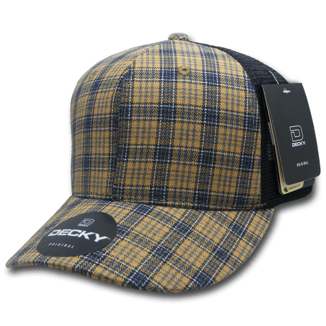 Decky 6 Panel Mid Profile Structured Plaid Trucker | Decky 6018 6018 - 121 OSFM