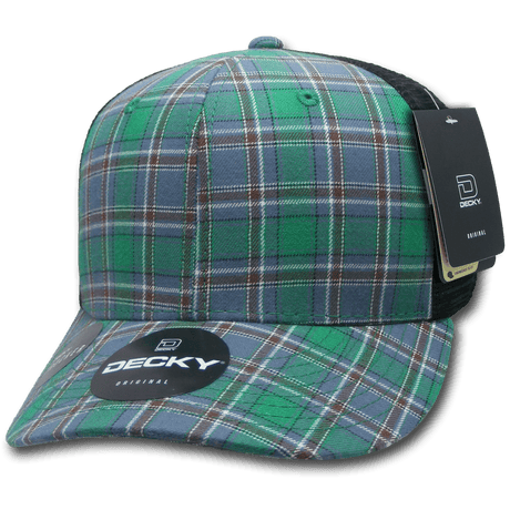 Decky 6 Panel Mid Profile Structured Plaid Trucker | Decky 6018 6018 - 127 OSFM