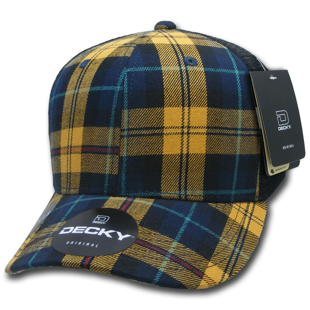 Decky 6 Panel Mid Profile Structured Plaid Trucker | Decky 6018 6018 - 129 OSFM