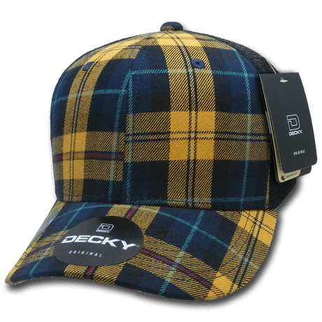Decky 6 Panel Mid Profile Structured Plaid Trucker | Decky 6018 6018 - 129 OSFM