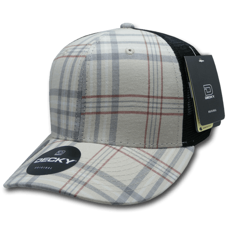 Decky 6 Panel Mid Profile Structured Plaid Trucker | Decky 6018 6018 - 134 OSFM