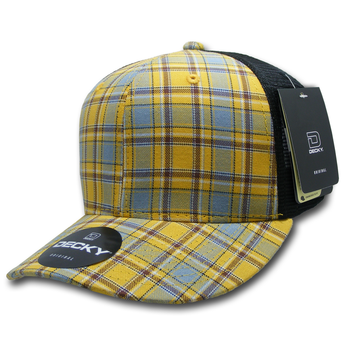 Decky 6 Panel Mid Profile Structured Plaid Trucker | Decky 6018 6018 - 136 OSFM