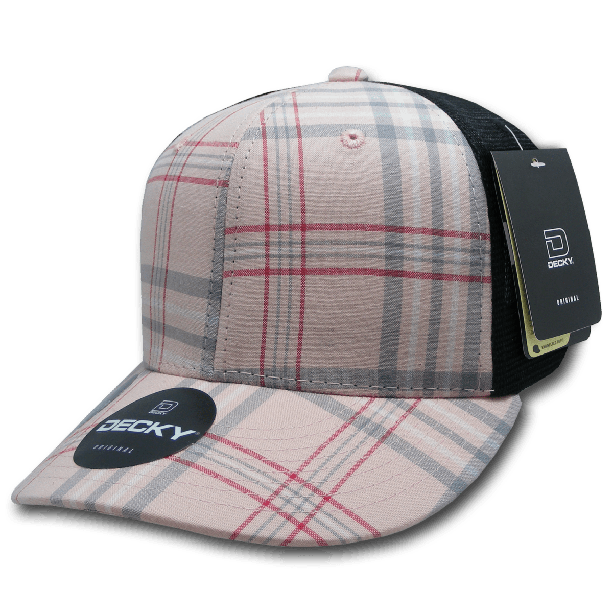 Decky 6 Panel Mid Profile Structured Plaid Trucker | Decky 6018 6018 - 138 OSFM