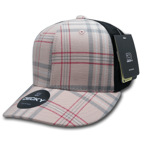 Decky 6 Panel Mid Profile Structured Plaid Trucker | Decky 6018 6018 - 138 OSFM