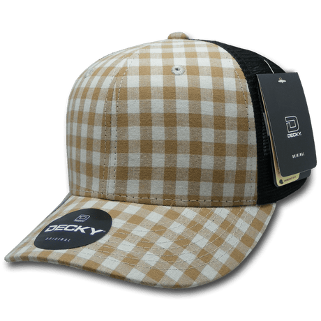 Decky 6 Panel Mid Profile Structured Plaid Trucker | Decky 6018 6018 - 146 OSFM