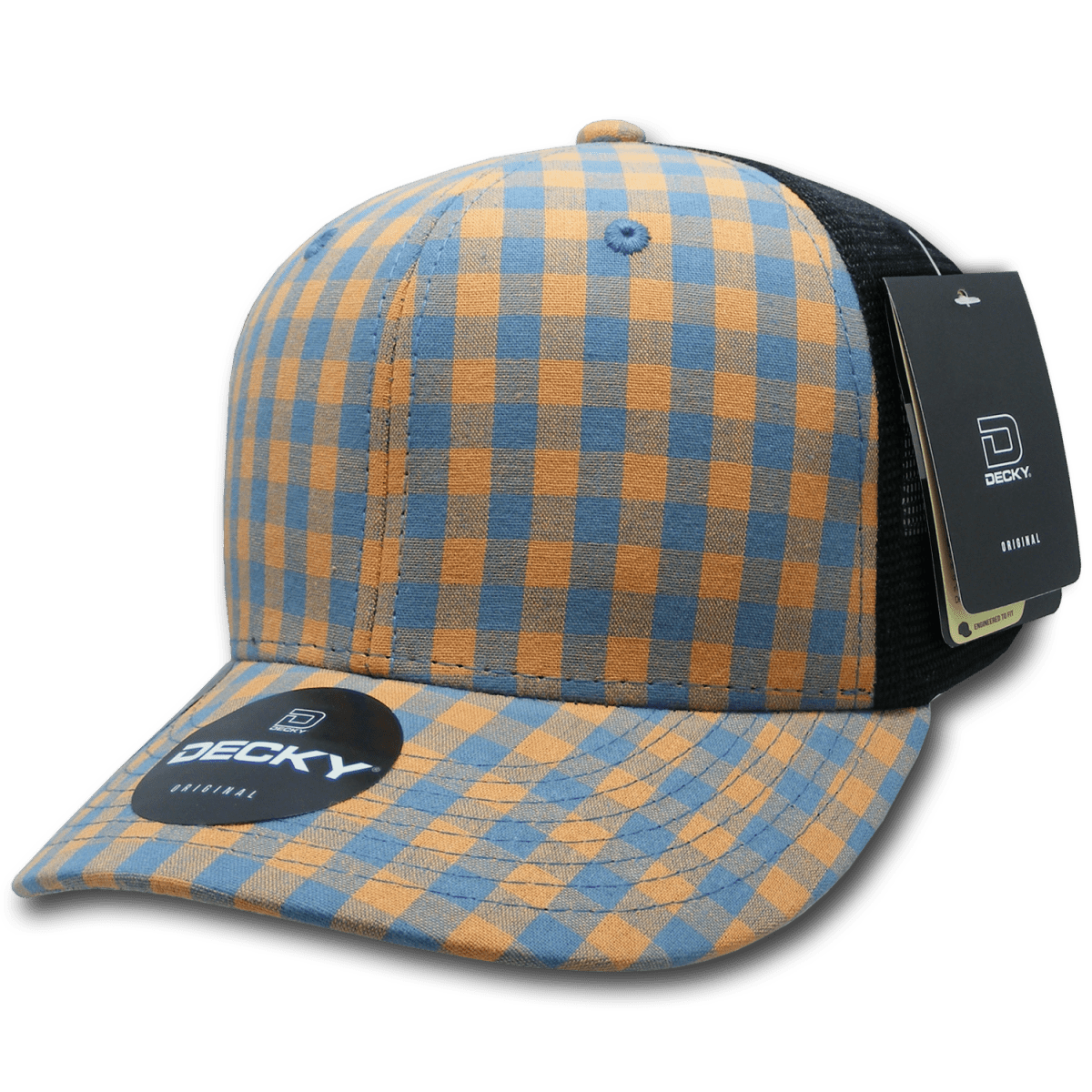Decky 6 Panel Mid Profile Structured Plaid Trucker | Decky 6018 6018 - 149 OSFM