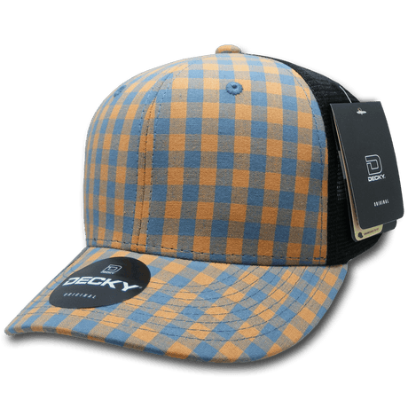 Decky 6 Panel Mid Profile Structured Plaid Trucker | Decky 6018 6018 - 149 OSFM