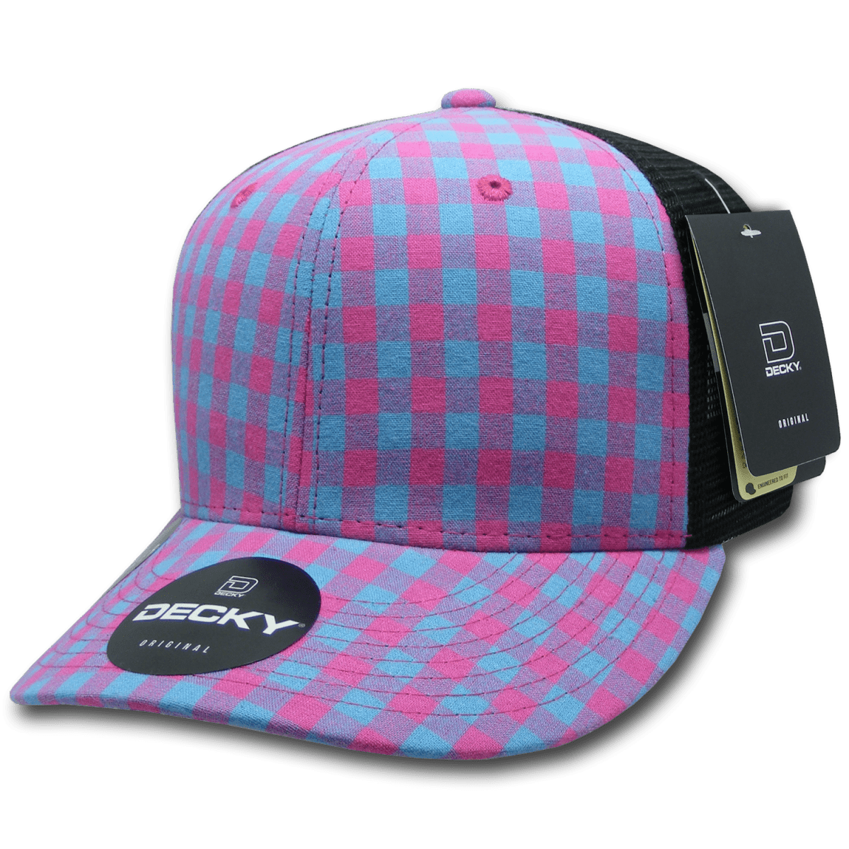 Decky 6 Panel Mid Profile Structured Plaid Trucker | Decky 6018 6018 - 150 OSFM